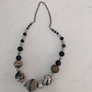 Black and Silver Beaded Necklace